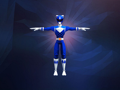 Blue Ranger 3d abstract blue ranger c4d character design design digital art flat game illustration low poly power rangers