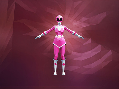Pink Ranger 3d abstract c4d character character design design digital art illustration low poly paper art pink ranger power rangers