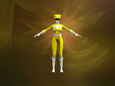 Yellow Ranger 3d abstract c4d character design digital art female game illustration low poly power rangers yellow ranger