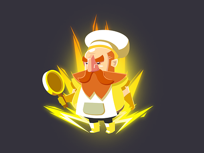 Chef Gnome 2d beard cartoon character design chef cook flat game graphic design illustration vector yellow