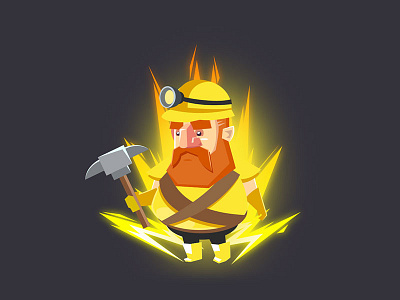 Miner Gnome 2d cartoon character cute design flat gnome graphic design illustration miner vector yellow