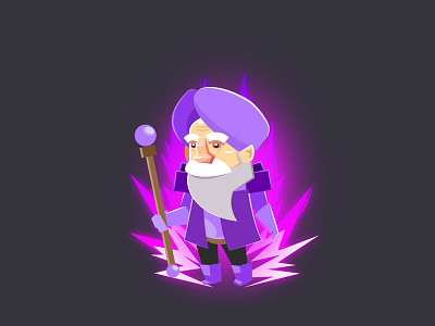 Wizard Gnome 2d cartoon character cute design flat gnome graphic design illustration purple turban vector