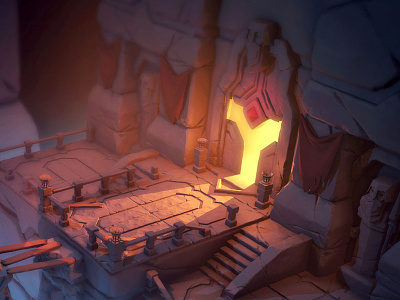The Door 3d 3dsmax cave door dwarf fantasy game illustration level moria ruins zbrush