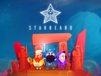 Starbeard bear character design dwarf fantasy flat game gnomes illustration logo space sword
