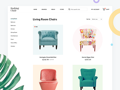 Chair Store Website ecommerce flat furniture interior mininalist shop store webdesign