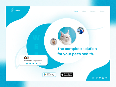 Tweet - pet healthcare website concept. amrit blue cool design trend designer landing page minimal modern pet app pet petstore ui ui design ux