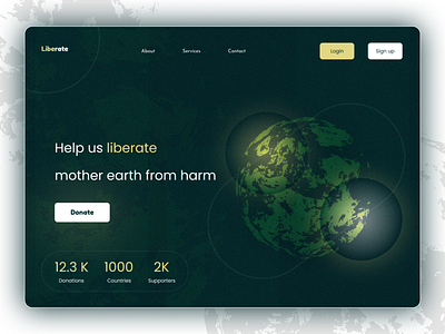 Liberate - donation website landing page