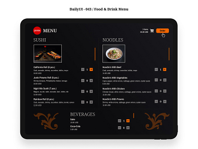 #DailyUI :: Day 043 – Food/Drink Menu branding dailyui design figma food drink menu ipad app ui ux vector
