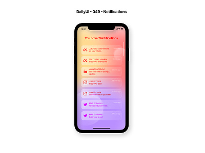 #DailyUI :: 049 - Notifications dailyui design figma glassmorphism iphone app notifications poppins ui ux vector
