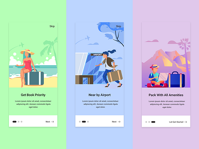 Hotel App Walk through app design flat hotel booking hotels illustration splash ui uidesign uiux walkthrough