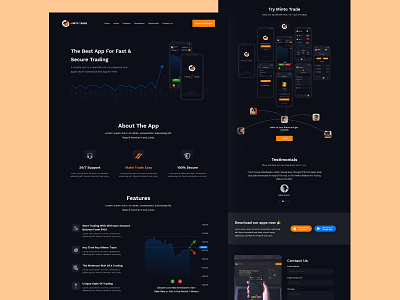 Landing page for Trading App app design landing page design trade ui ux uidesign user interface design uxdesign uxresearch