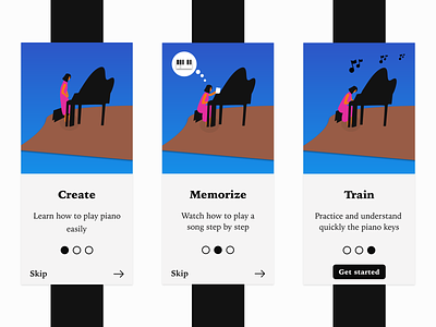 Onboarding - Mobile app black blue daily ui mobile app onboarding piano