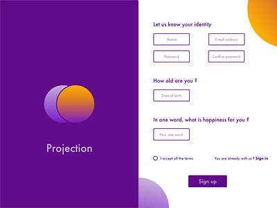 Daily UI : Sign up daily ui form orange purple sign in sign up ui