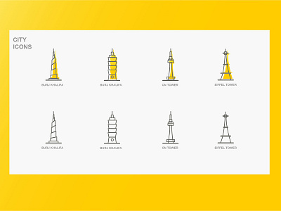 A series of city icons