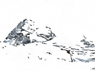 Mountains #6 monotype draw artist