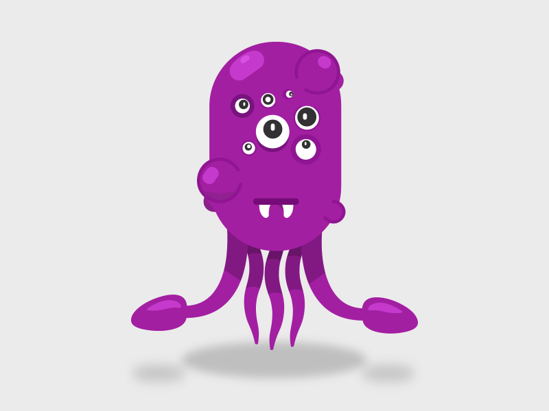 Mutant Squid Pill Monster at a Party colorful eyes monster mutant party shiny squid
