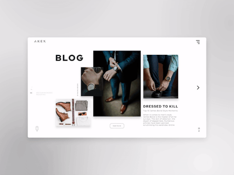 Blog page animation blog clean design fashion landing page minimal photography website