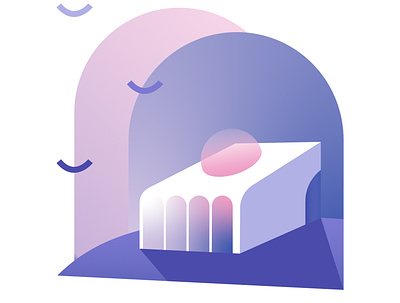 Sunset dreamhouse illustration logo pink purple vector