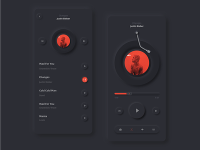 Music player UI III design neumorphism ui