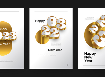 2023 Poster Design in White and Gold 2023 3d calendar card christmas design gold happy new year merry poster realistic white