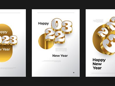 2023 Poster Design in White and Gold 2023 3d calendar card christmas design gold happy new year merry poster realistic white