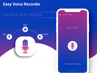 Easy Voice Recorder - Application animation branding design graphic design illustration typography ui ux vector
