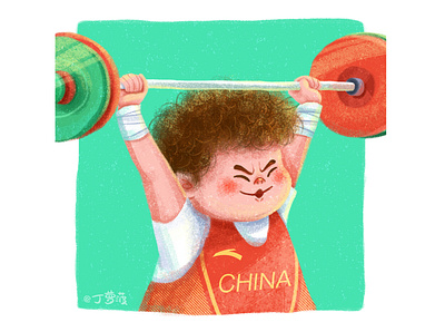 Olympic champion series丨Hou Zhihui cartoon portraits illustration tokyo olympic games