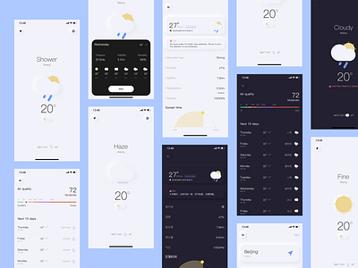Card weather animation branding icon logo system typography ui ux web 插图