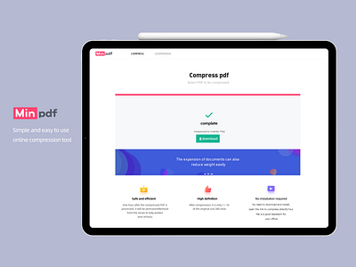 pdf min（Easy to use online compression tool） app icon illustration logo system typography ui web 品牌