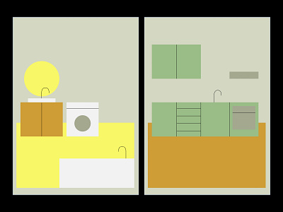 home architechture bath color design flat home illustration interior kitchen poster simple vector