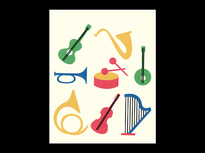 music abstract color design flat illustration poster simple vector