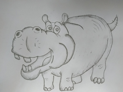 Cartoon Hippo Drawing animal art art board art book cartoon cute design drawing hand crafted hand drawing hippo image kids learning platform logo pencil drawing scratched sketch sketch drawing ui