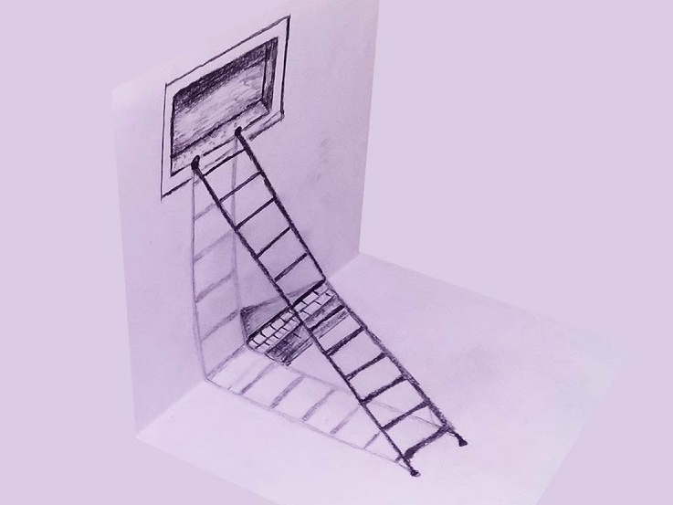 Single one line drawing astronaut climb ladder  Stock Illustration  97314558  PIXTA