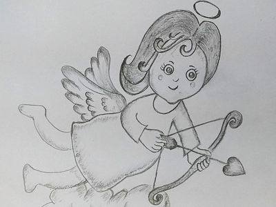 Cute Angel Art angel arrow art art board art book black cartoon child cute design drawing hand art hand crafted hand drawing kids pencil pencil art pencil drawing sketch sketch drawing