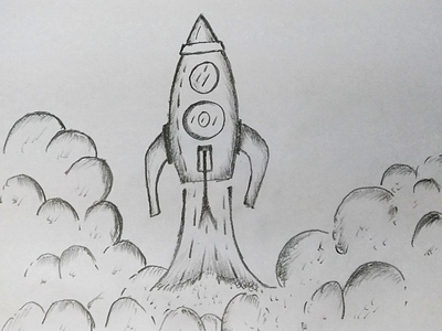 Rocket Drawing art art board cartoon cloud dark drawing grey hand crafted hand drawing illustration pencil pencil art pencil drawing rocket rocket launch rocket logo sketch sketch drawing sky