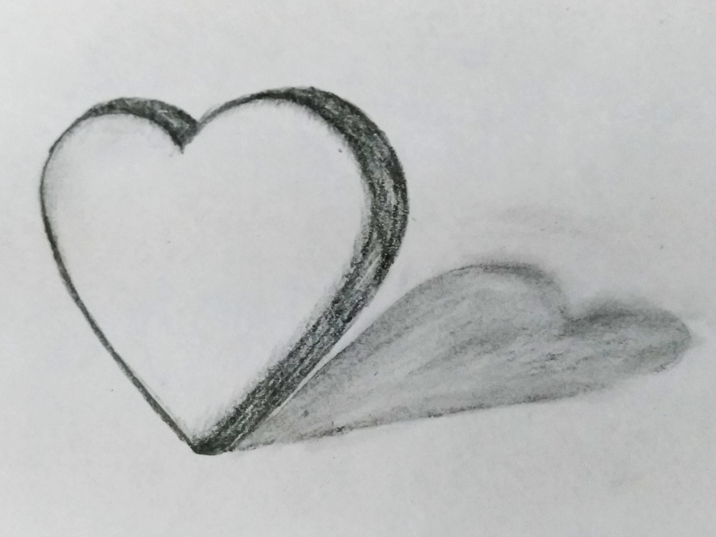 3d heart sketch line