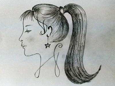 Woman Face Side View Art art board cartoon child design drawing face face paint hair hand crafted hand drawing human kids men men in black pencil art pencil drawing side view sketch sketch drawing woman