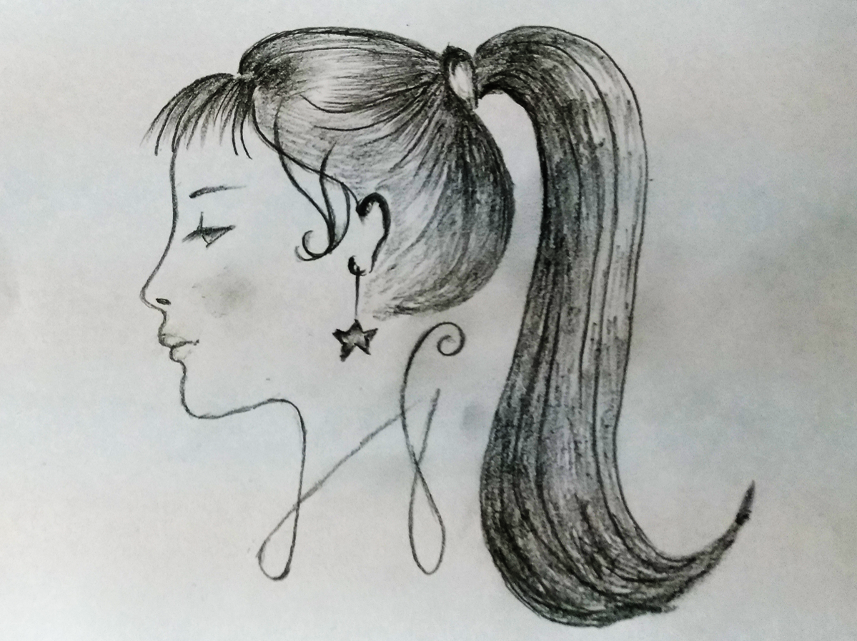 how to draw a female face side view