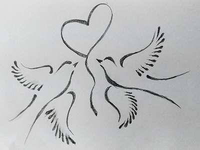 pencil drawings of lovebirds