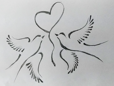 pencil drawings of lovebirds