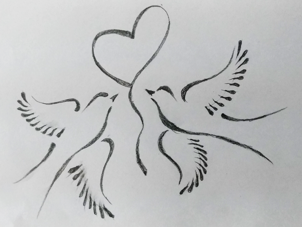 two birds in love drawing