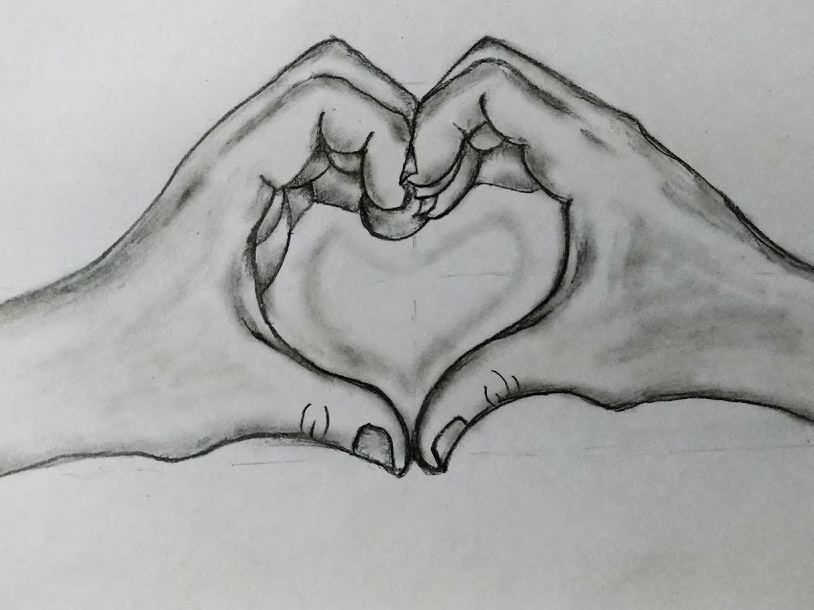 hand love pencil sketch drawing easy