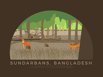 Sundarbans bangladesh deer forest illustration mangrove sundarbans tiger vector
