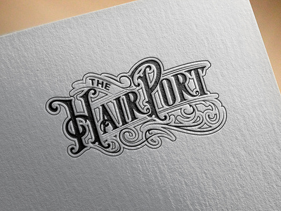 The Hairport Logo antique branding logo ornaments royal salon logo typography vector