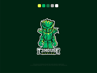 T3HOUSE gaming Logo branding illustration logo mascot character mascotlogo tree typography vector