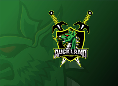 Auckland Sword and Shield Logo auckland dragon fighting club illustration logo shield sports logo sword vector