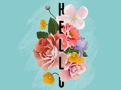 "Hello" design floral floral art graphic art illustration typography vector