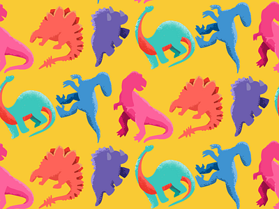 Colorful Dinos repteat pattern bright childrens art colorful design dinosaur fabric design graphic art illustration repeat pattern surface pattern design textile design