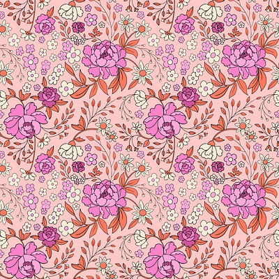 Garden Floral Pattern bright colorful design fabric design illustration repeat pattern surface pattern design textile design