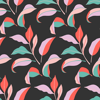 Colorblock Leaves Pattern bright design fabric design graphic art repeat pattern surface pattern design textile design